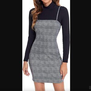 Verdusa Women's Plaid Print Mini Cami Bodycon Dress